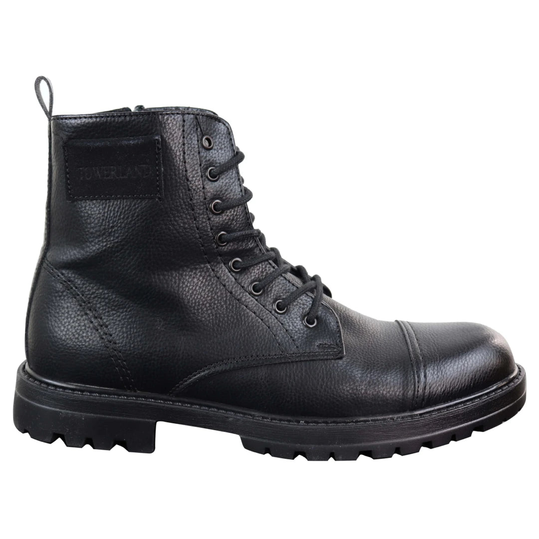 Mens Ankle Boots Military Army Laced Zip Casual Combat Vintage Classic Leather-TruClothing