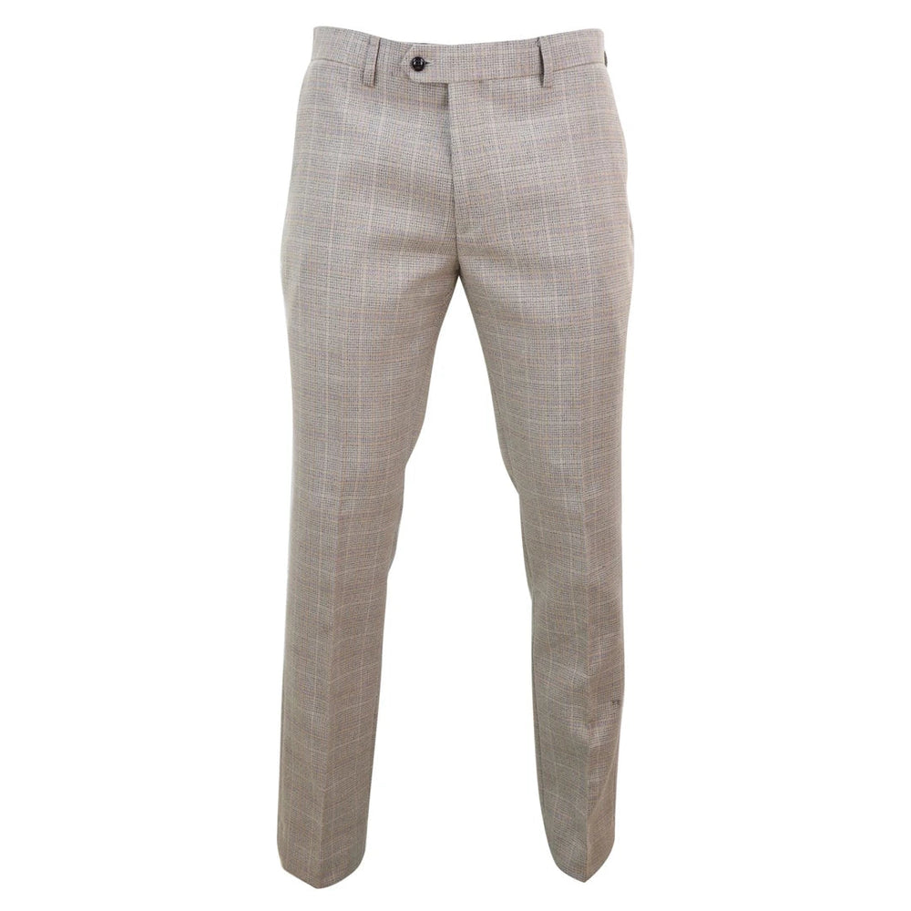 Holland - Men's Beige Check Trousers
