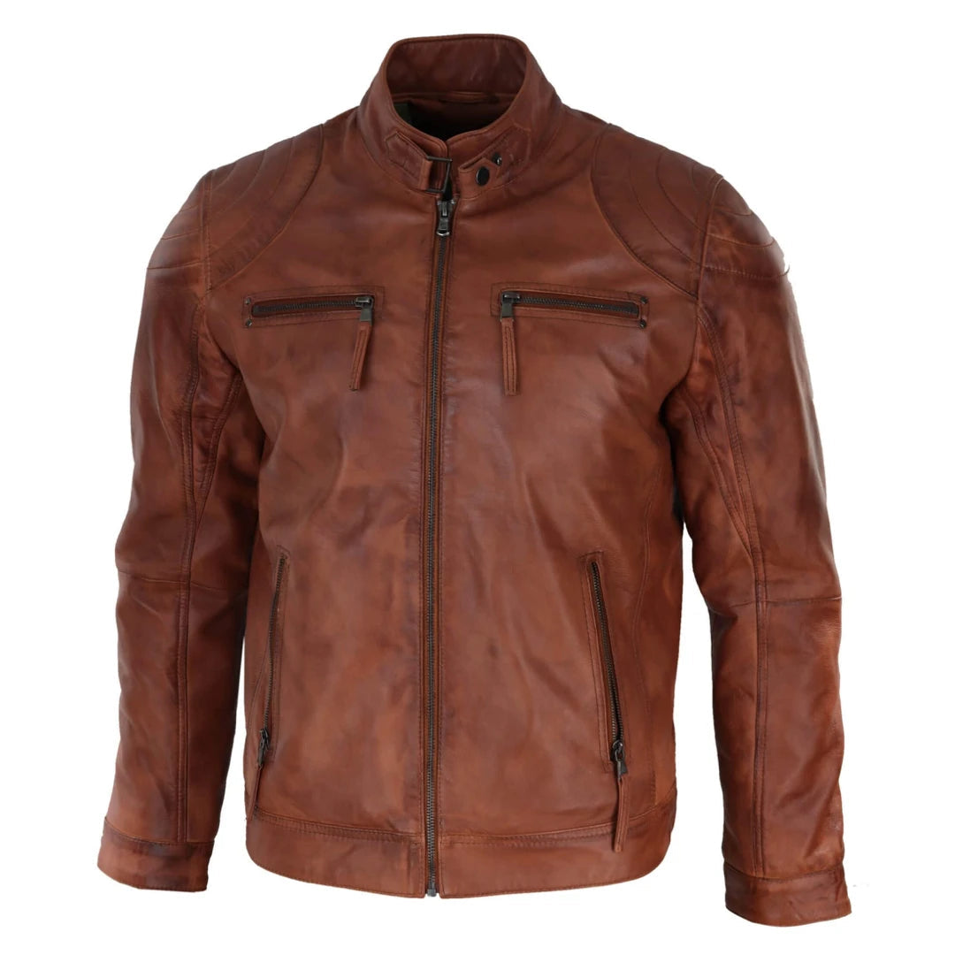 Mens Biker Leather Jacket - Infinity 5003-TruClothing