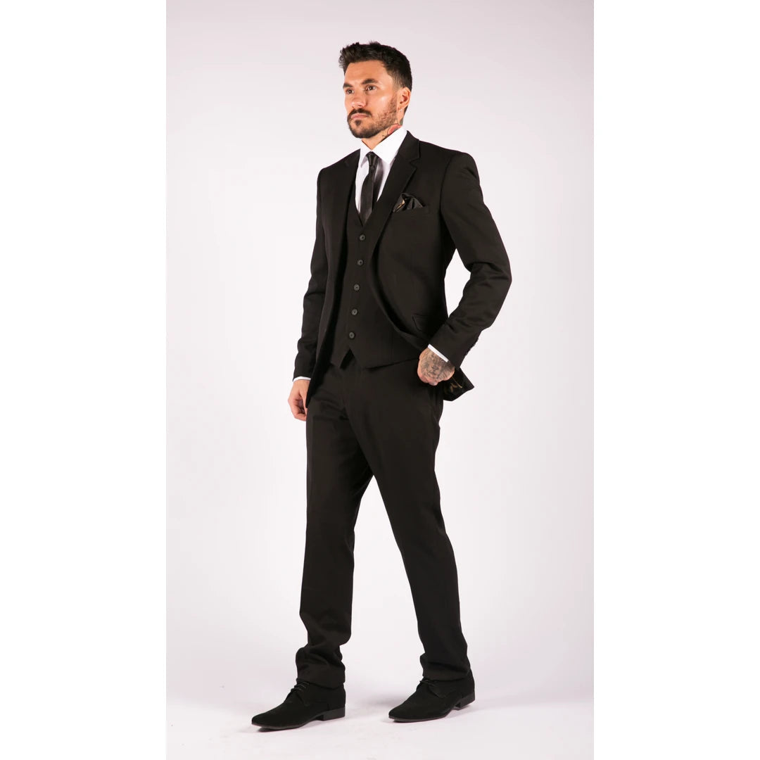 Mens Suit Three Piece Slim Fit Solid Collar Vest Suits