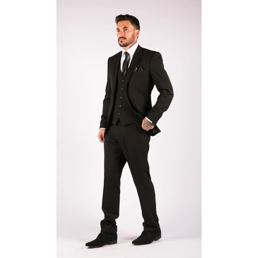 Cavani Marco Men s Black 3 Piece Suit Classic Smart Formal