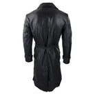 Mens Black 3/4 Mac Long Real Leather Classic Belted Punk Jacket Coat Vintage 80s-TruClothing