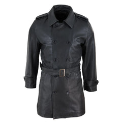 Mens Black 3/4 Trench Coat-TruClothing