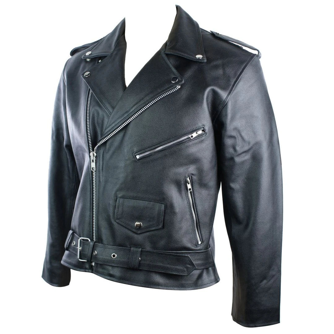Men's Black Brando Style Biker Jacket-TruClothing