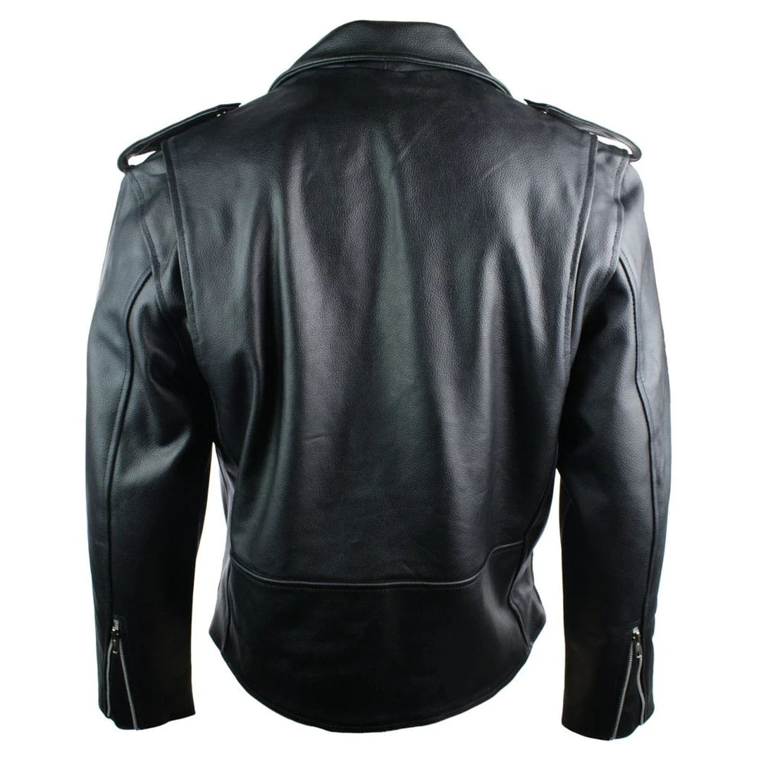 Men s Real Leather Brando Black Biker Jacket TruClothing