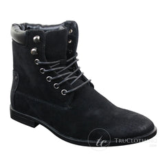 Mens Black Brown Ankle High Army Military Punk Rock Casual Boots Suede Vintage-TruClothing