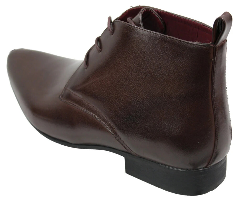 Mens Black Brown Leather Ankle Boots Italian Smart Chesea Dealer Slip On-TruClothing