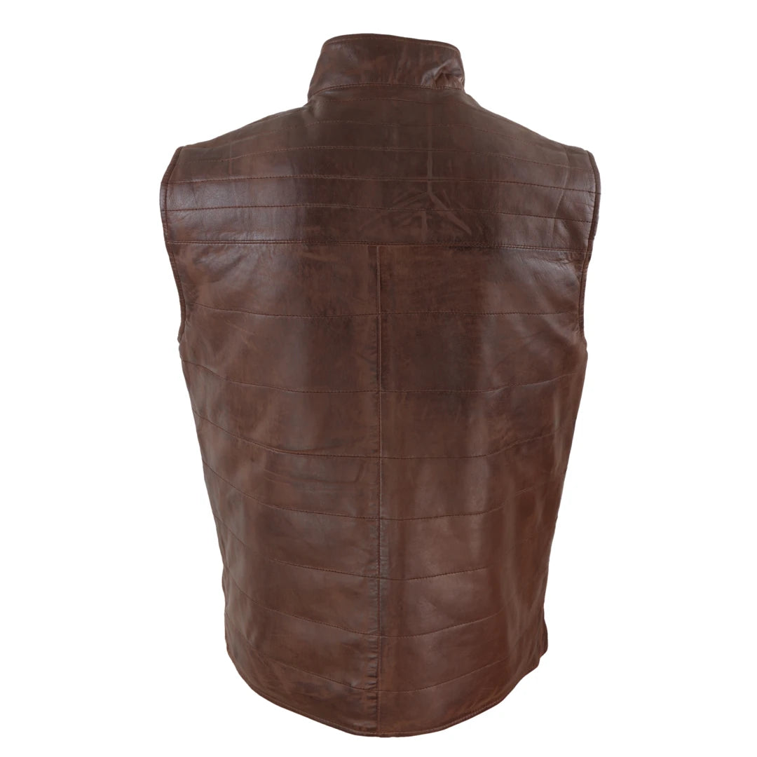 Mens Black & Brown Reversible Leather Gilet-TruClothing
