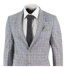 Men's Black-Grey Check 2 Piece Linen Suit-TruClothing