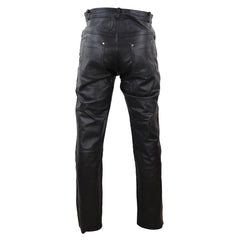 Mens Black Hide Leather Biker Trousers-TruClothing