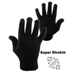 Mens Black Knitted Gloves - Black, One Size-TruClothing