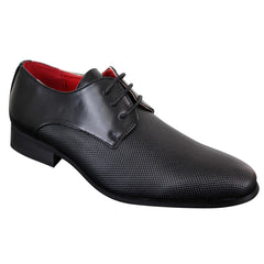 Men's Black Laced Faux Leather Shoes-TruClothing