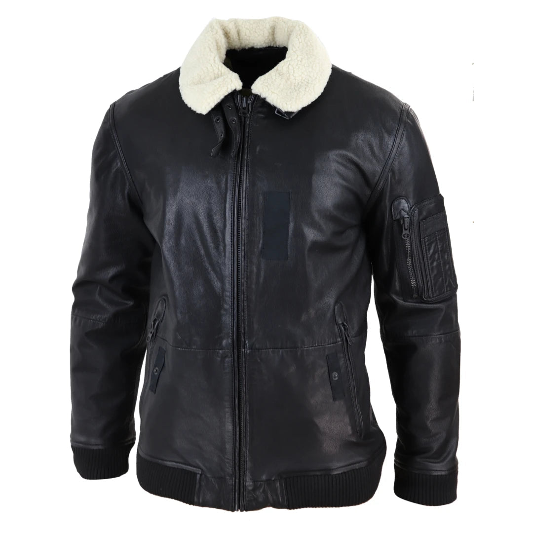 Men s Real Leather Pilot Bomber Jacket TruClothing