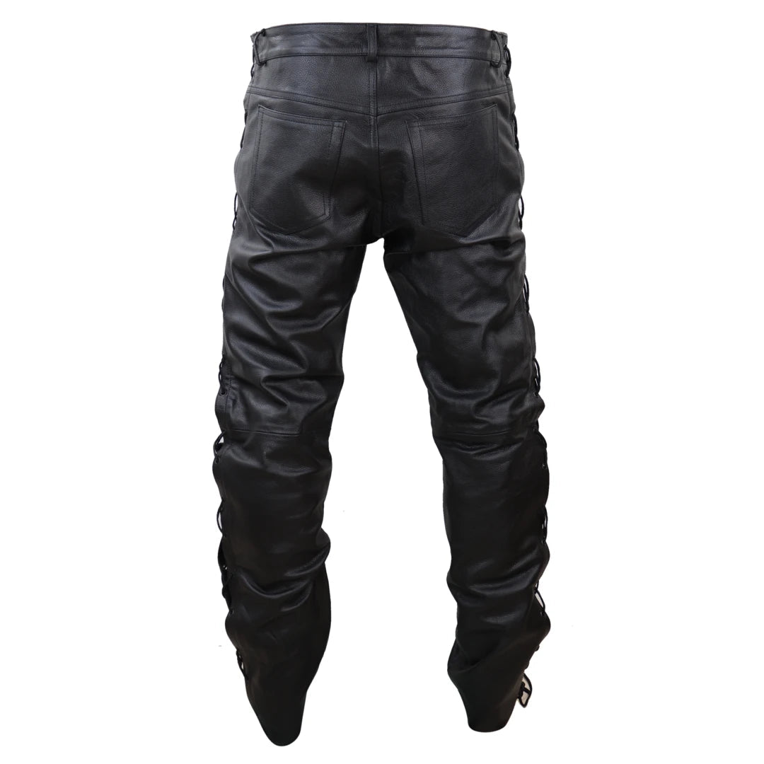 Jeans de cuero de los hombres Pantalones vaqueros occidentales Infinito TruClothing