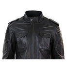 Mens Black Leather Safari Jacket-TruClothing