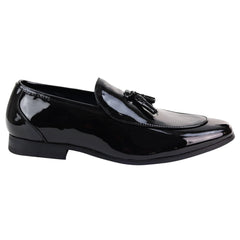 Shiny black best sale slip on shoes