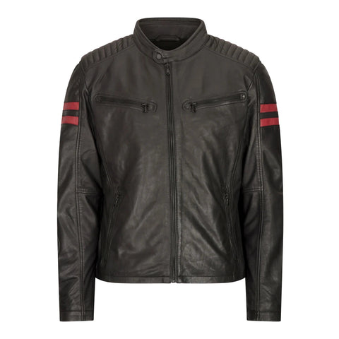 Black and red leather jacket mens online