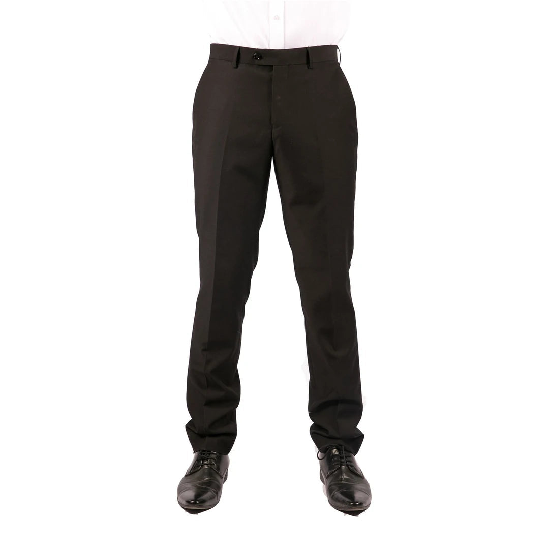 Mens Black Trousers Smart Casual Formal Work Office Wedding Prom Regular-TruClothing