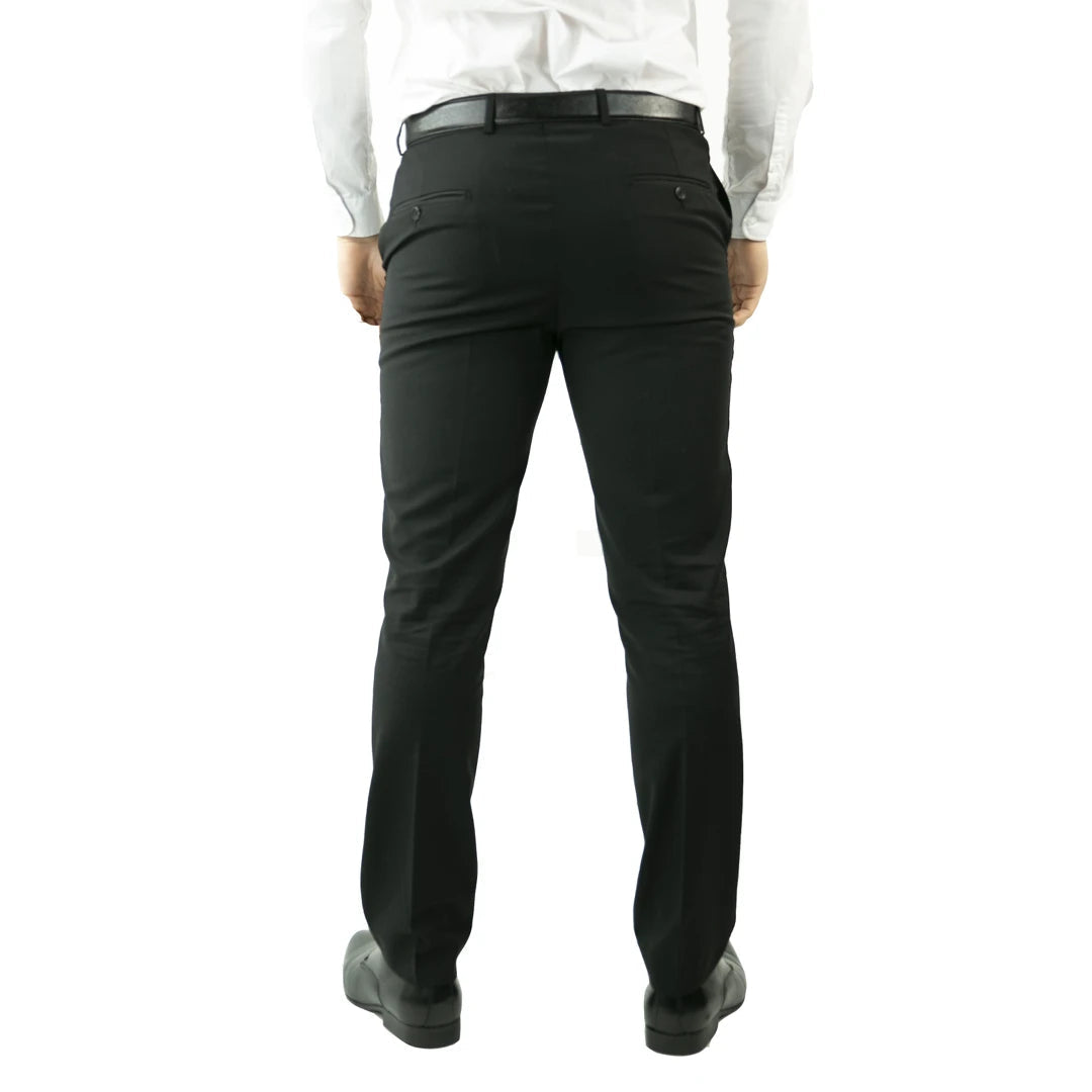 pleated slacks Front Black Polyester plain Tuxedo Pants