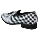 Mens Black White Check Slip On Tassel Loafers Driving Shoes Smart Casual-TruClothing