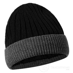 Men's Black/Charcoal Beanie Hat-TruClothing