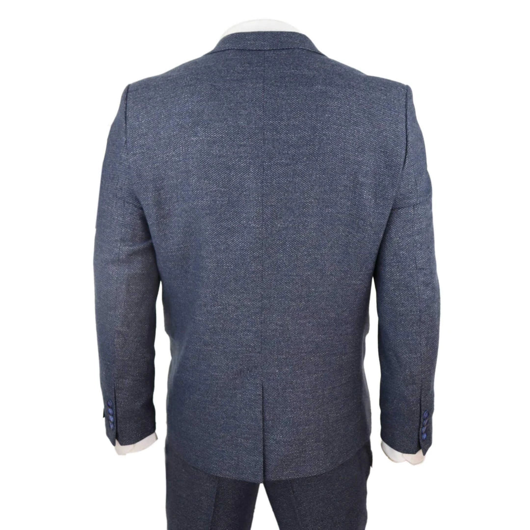 Mens Blue 3 Piece Suit with Double Breasted Waistcoat-TruClothing