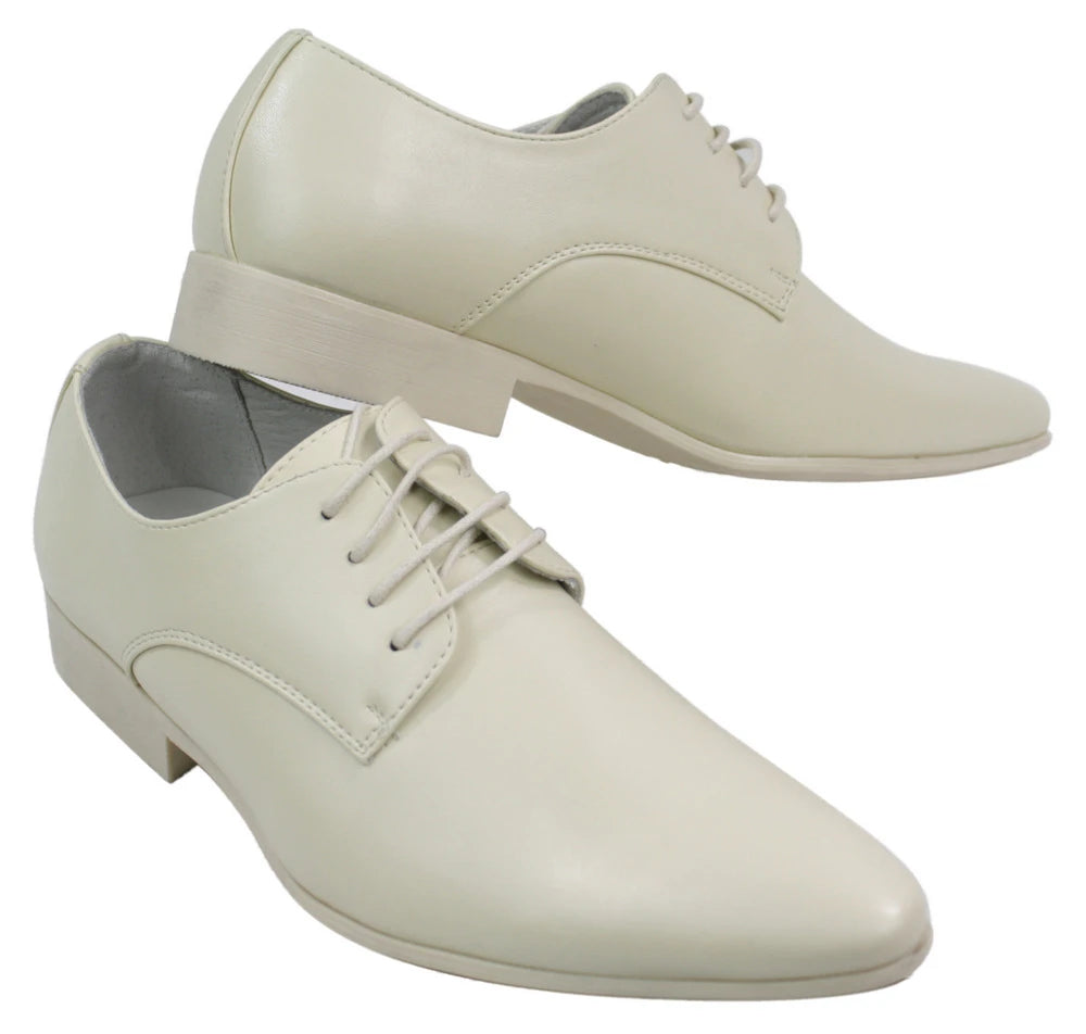Mens Blue Black Cream Beige Leather Italian Design Shoes Pointed Laced Smart-TruClothing