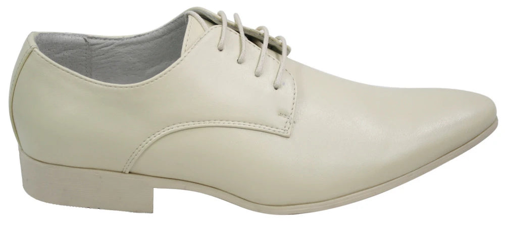 Mens Blue Black Cream Beige Leather Italian Design Shoes Pointed Laced Smart-TruClothing