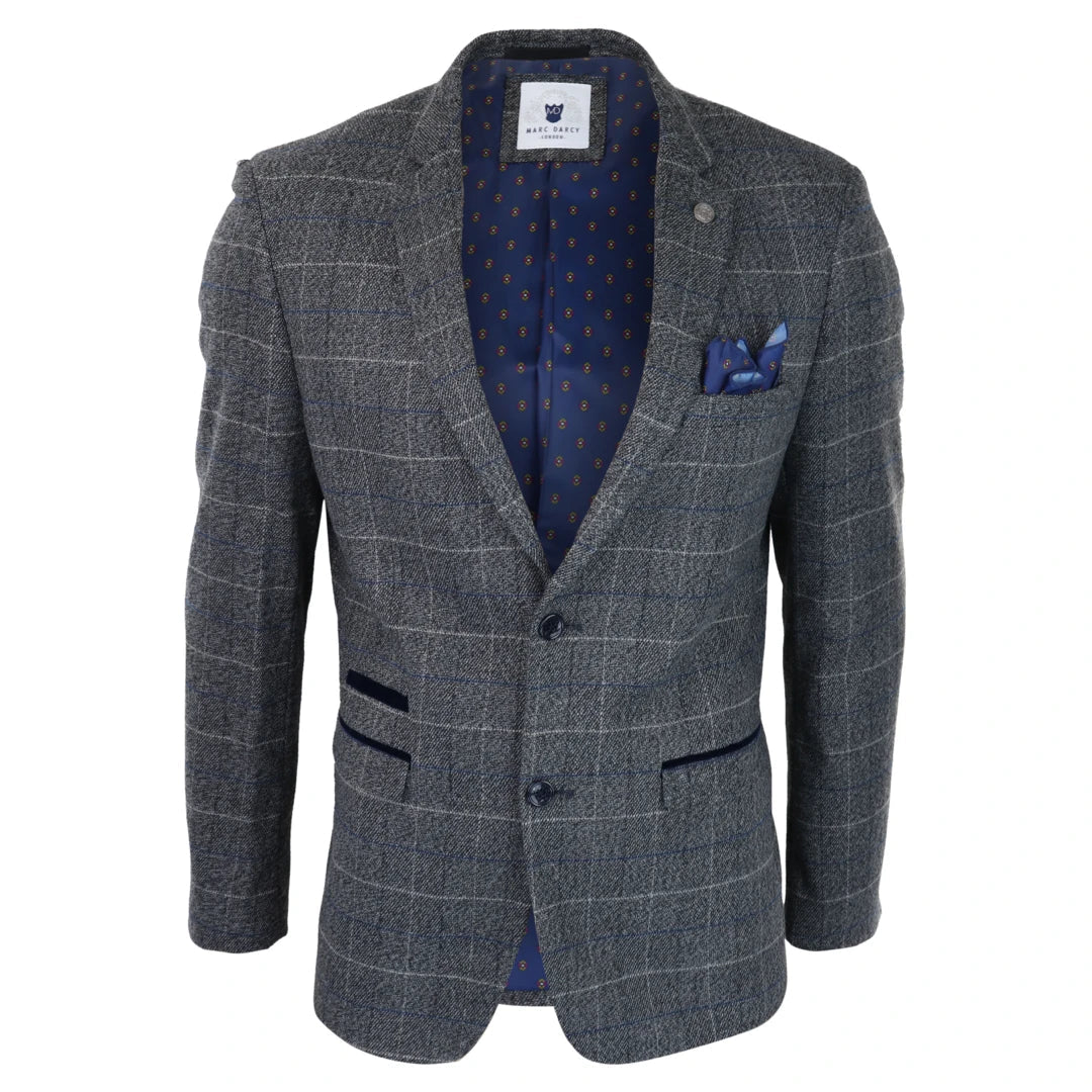 Men's blue 2025 herringbone blazer