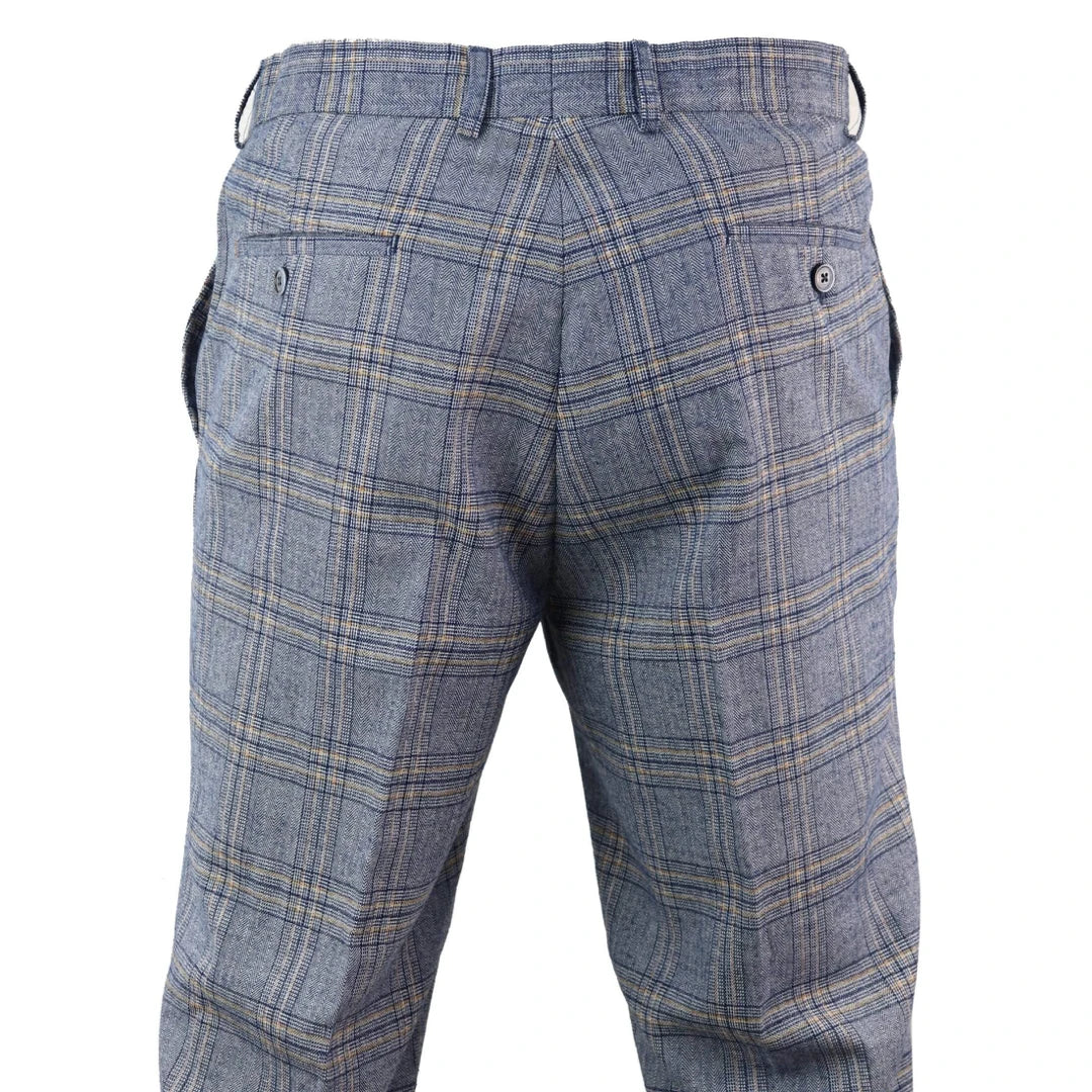 Mens Blue Check Trousers - Cavani Brenden-TruClothing