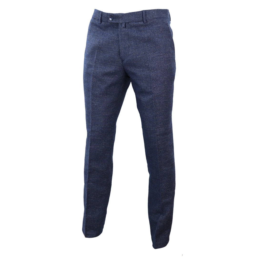 Mens Blue Tweed Trousers-TruClothing