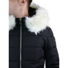 Mens Bomber Puffer Quilted Warm Winter Jacket with Removable Fur Hood - M751-TruClothing