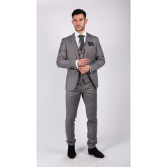 Mens Boys Light Grey 3 Piece Suit Classic Stitch Wedding Summer Prom Classic Grooms-TruClothing
