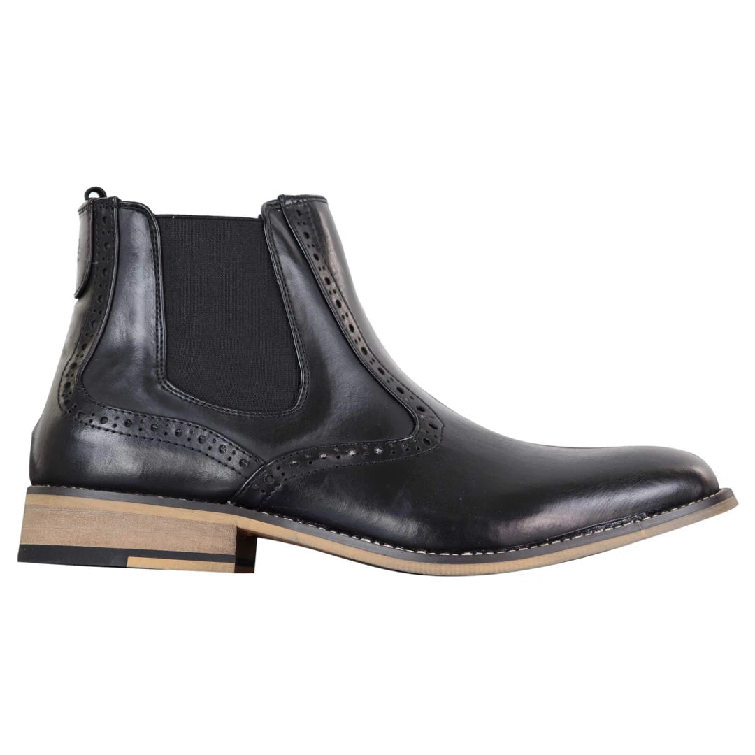 Mens Brogue Boots Zip Slip On 1920s Classic Retro Gatsby Peaky Blinders Leather-TruClothing