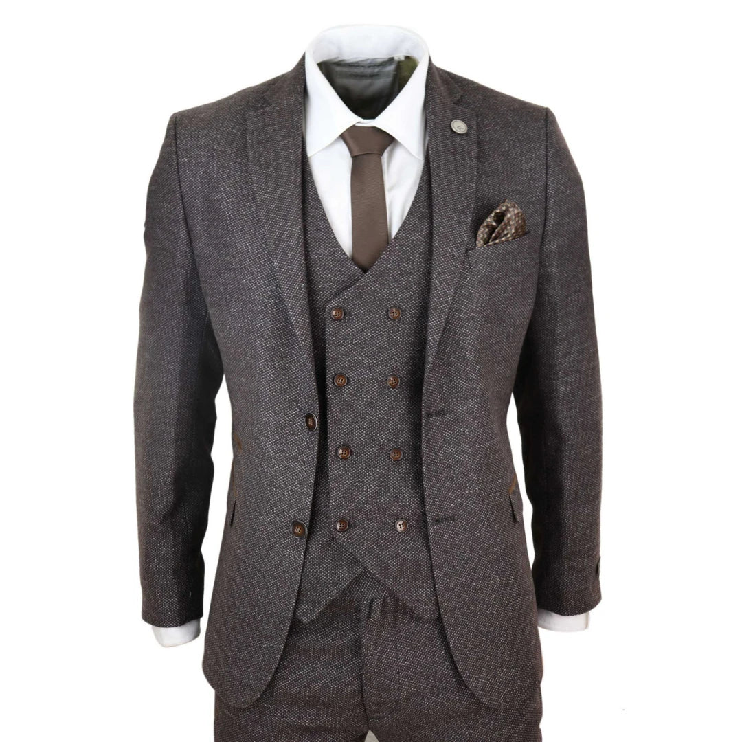 TruClothing stz32 Men's 3 Piece Suit Double Breasted Tweed