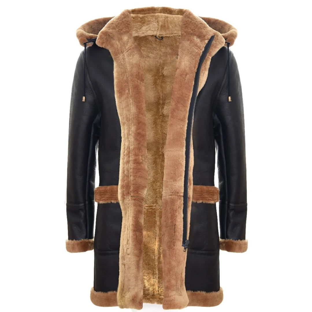 Mens sheepskin sales duffle coat