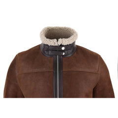 Mens Brown Sheepskin WW2 Style Jacket-TruClothing