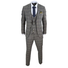 Men's Brown Tweed Check 3 Piece Suit-TruClothing