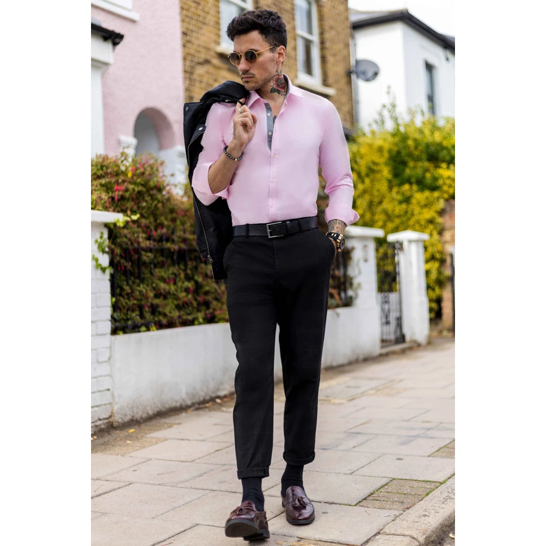 Men s Button Down Cuff Long Sleeve Shirt TruClothing