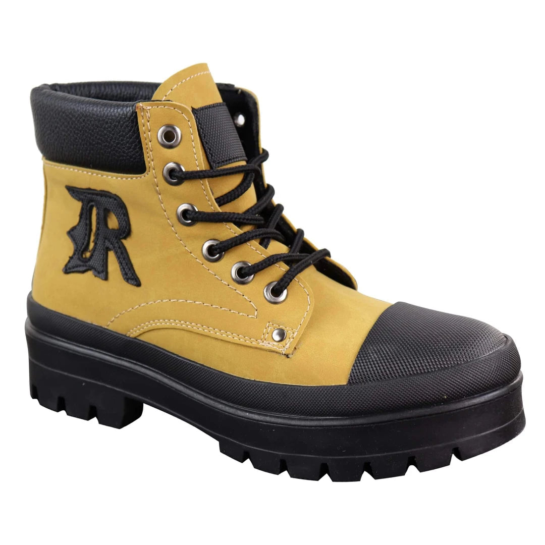 Mens Casual Work Laced R Boots Biker Work Combat Military PU Nubuck Leather-TruClothing