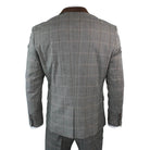 Mens Check Tweed 3 Piece Blue Navy Suit Vintage Retro Tailored Fit Prince Of Wales-TruClothing