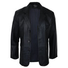 Mens Classic 3 Button Blazer Jacket Distressed Brown Black Tan Soft Genuine Real Leather-TruClothing