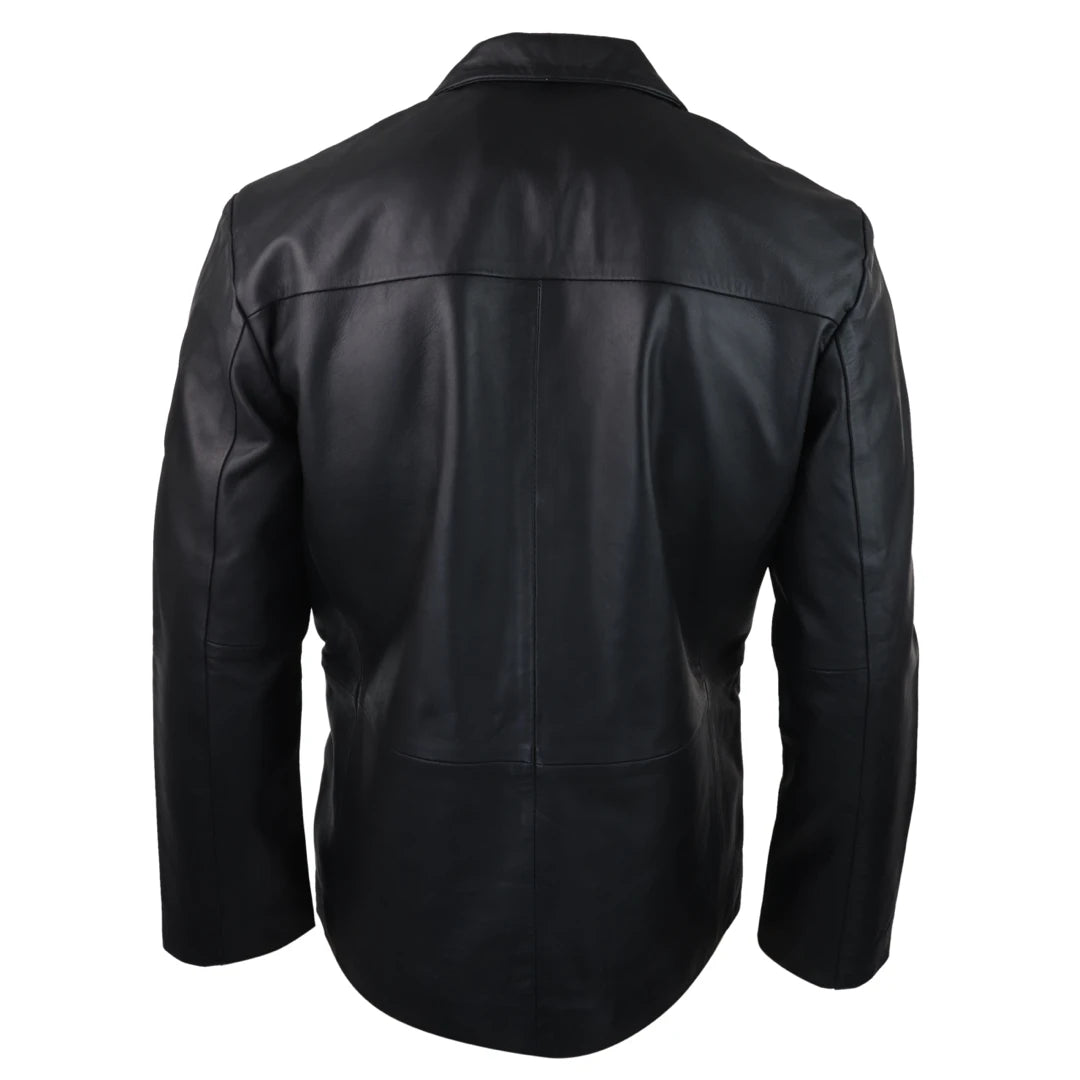 Smart Casual Blazer aus echtem Leder fur Herren in Schwarz und Tan Infinity TruClothing