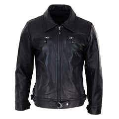 Mens Classic Black-Brown Leather Jacket-TruClothing