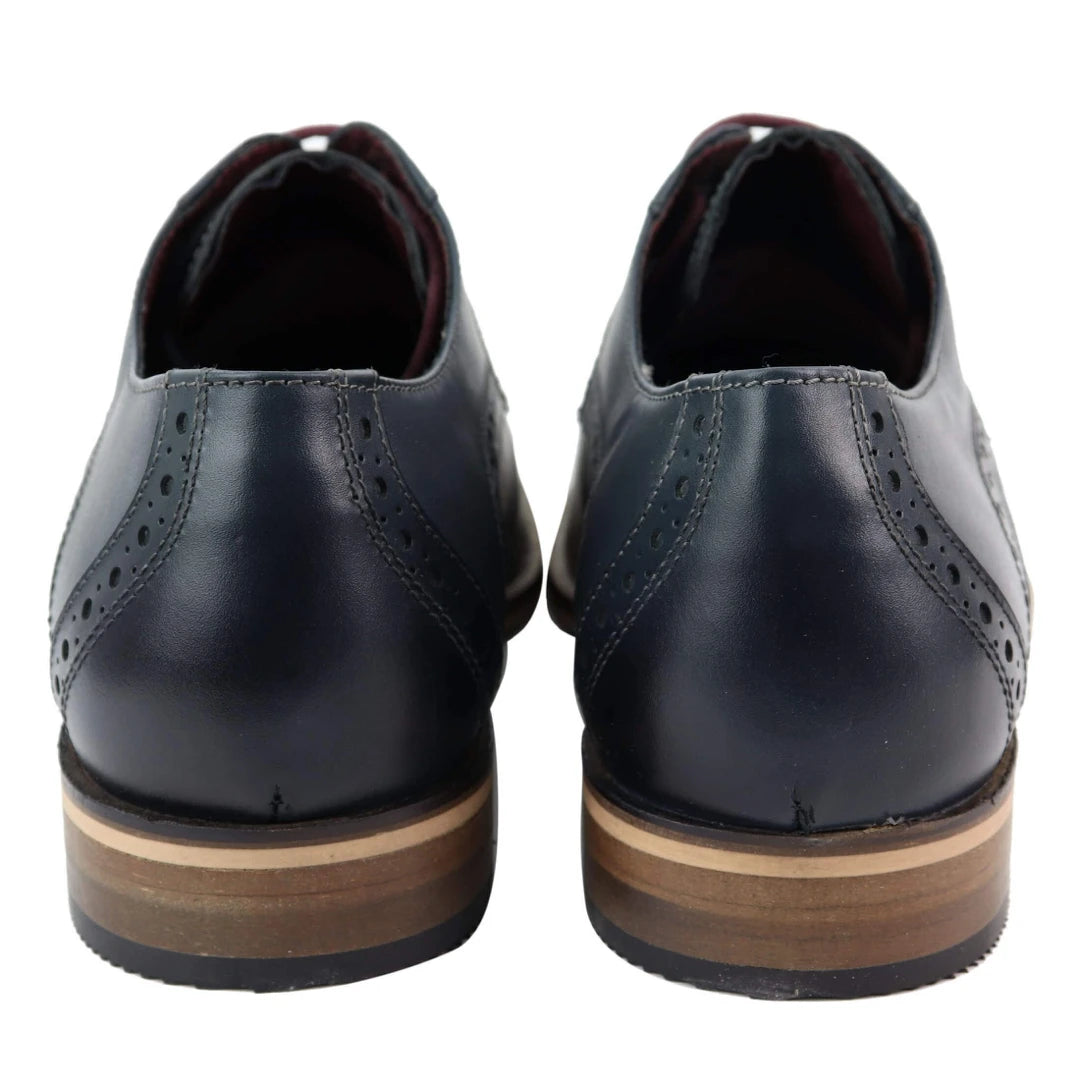 Mens Classic Laced Full Leather Derby Shoes Plain British Design Smart Casual-TruClothing