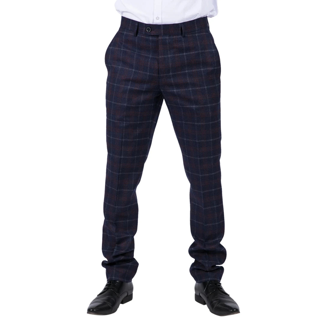 Paul Andrew Kenneth Men's Navy Trousers Tweed Check Blinders – TruClothing
