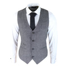 Mens Classic Waistcoat Prince Of Wales Check Grey Slim Fit Vintage Wedding-TruClothing