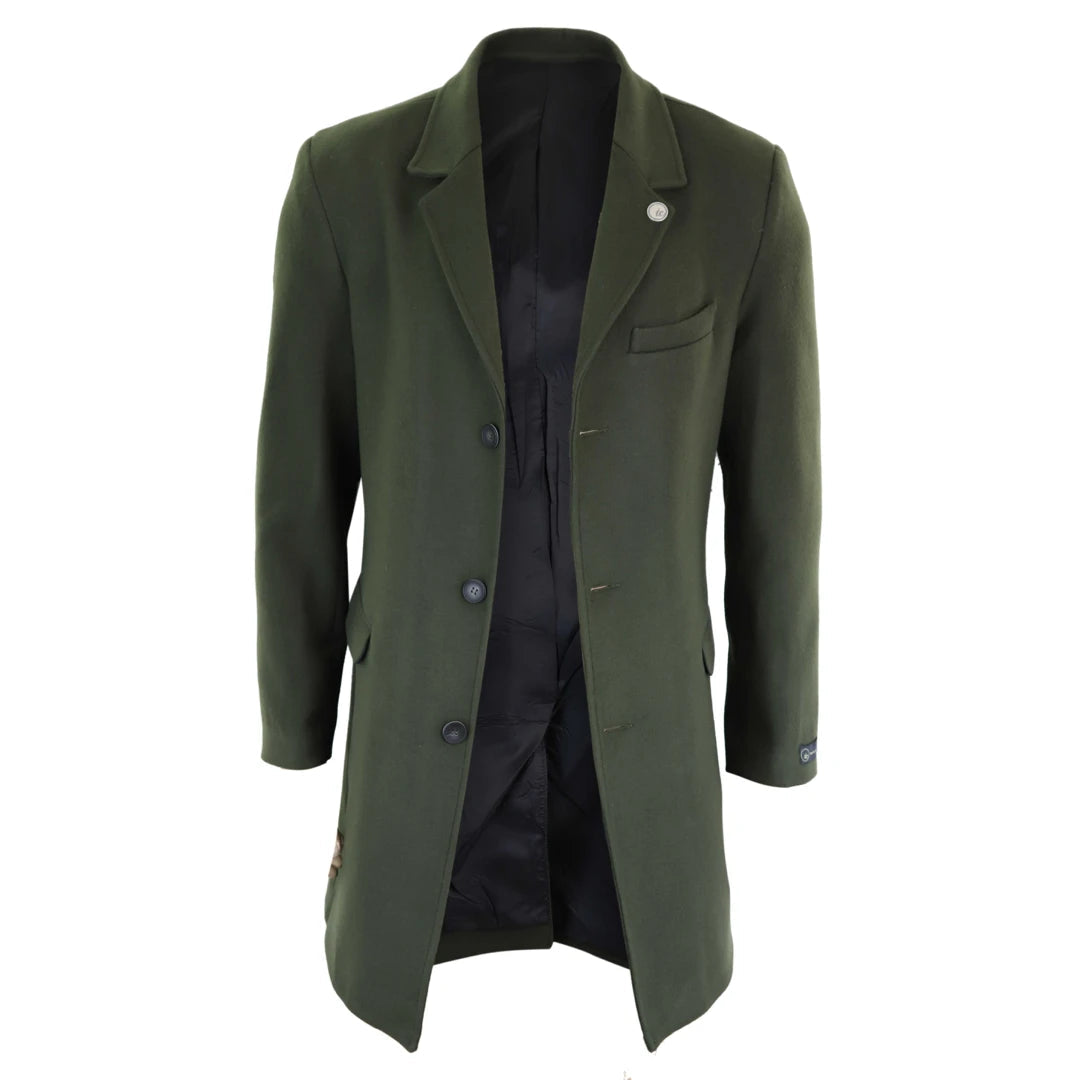 Men s 3 4 Long Wool Overcoat Peaky Blinders TruClothing