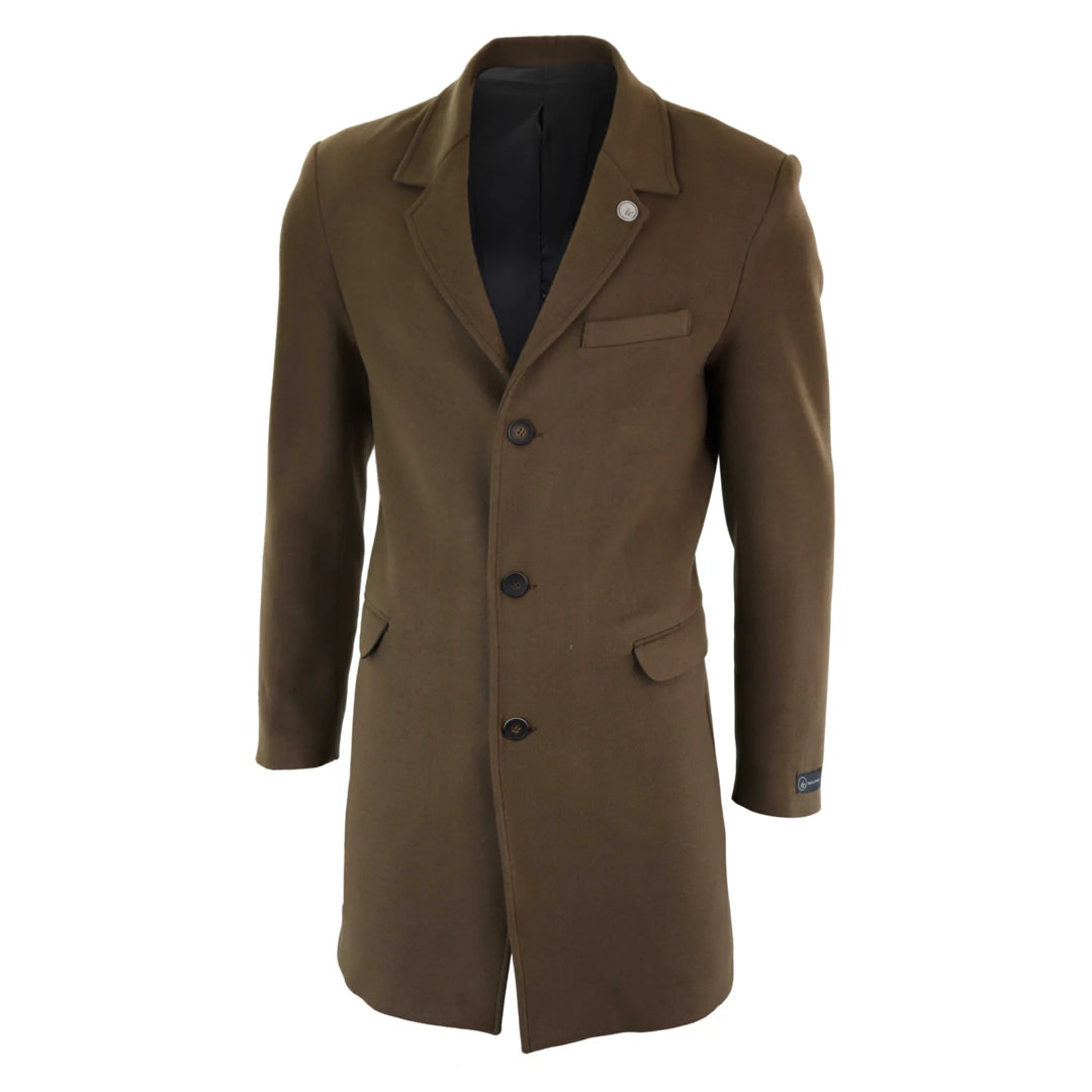 Mens full 2025 length wool overcoat