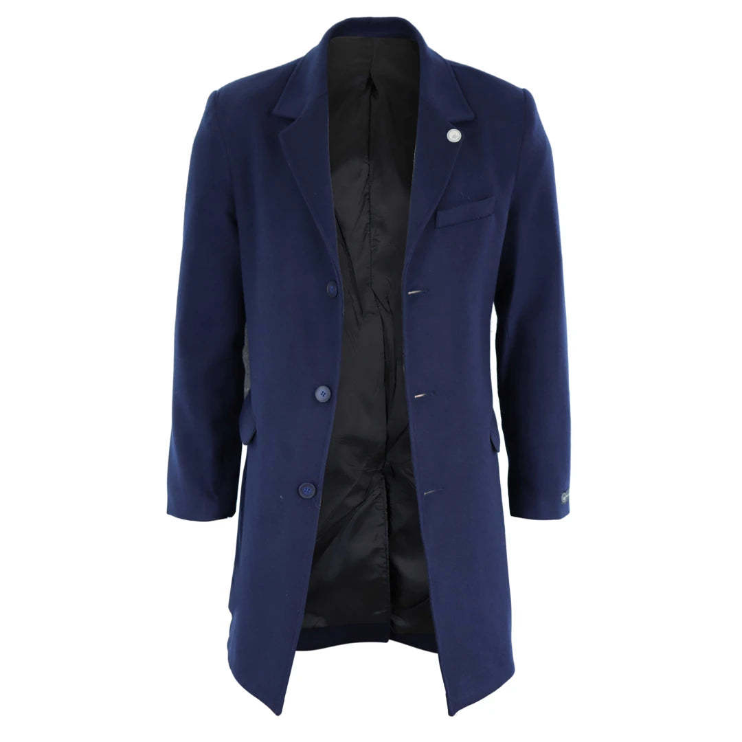 Mens dark blue shop overcoat